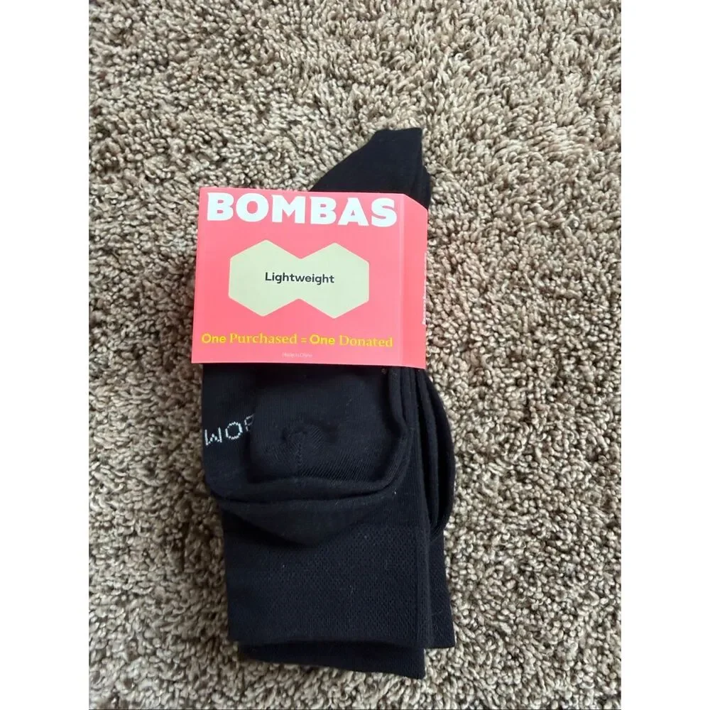 Bombas Lightweight Black Crew Socks NWT Comfort Performance Socks set of 3